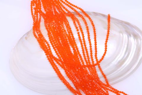 Strang  Glas, orange, konisch facettiert, 4mm,33cm